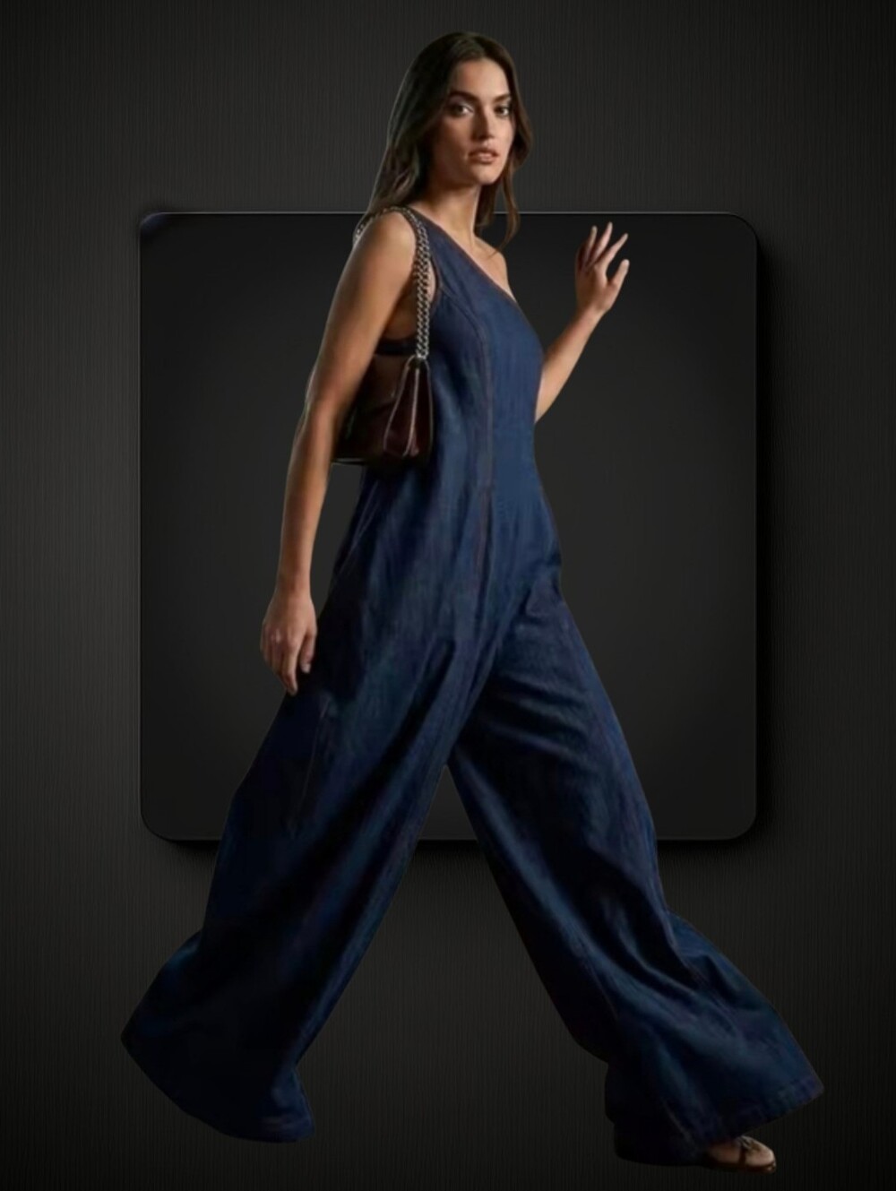 NEW One-Shoulder Wide-Leg Jumpsuit ▪︎ Navy ▪︎ Sz LG